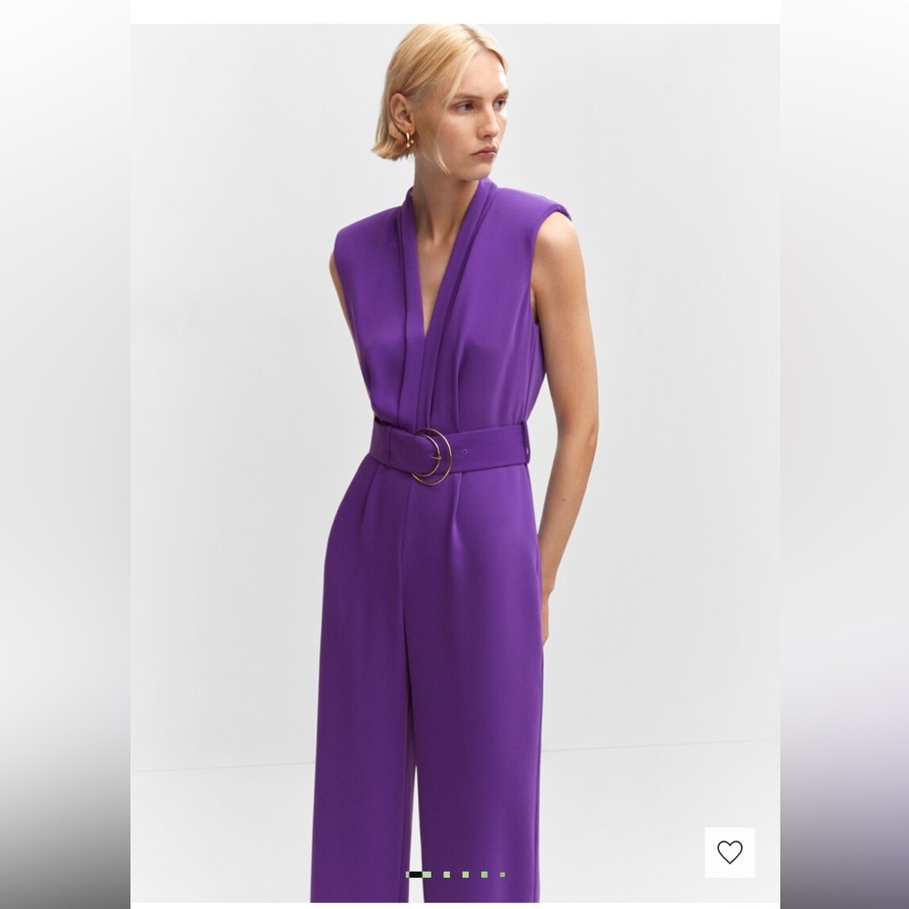 MANGO purple belted jumpsuit - Picture 2 of 4